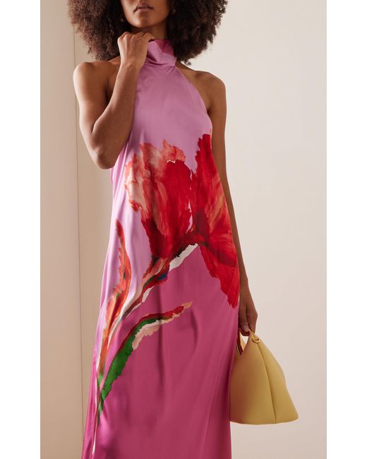 Silvia Tcherassi Pink Exclusive Sherry Floral Stretch-silk Maxi Dress
