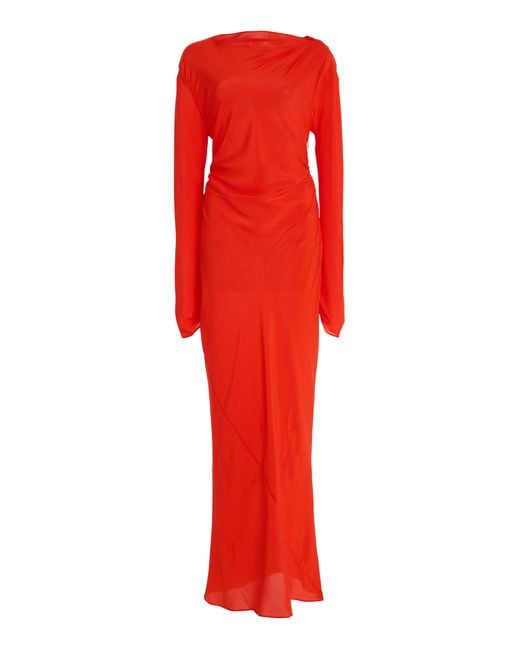 Sir Fresca Gathered Silk Midi Dress