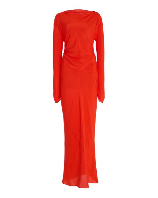 Sir Fresca Gathered Silk Midi Dress
