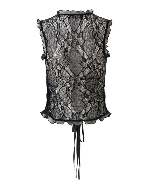 Siedres Black Laria Tie-Detailed Lace Top