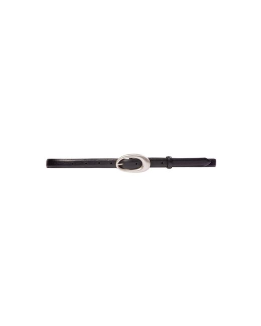Black Suede Studio Black Oval Leather Belt