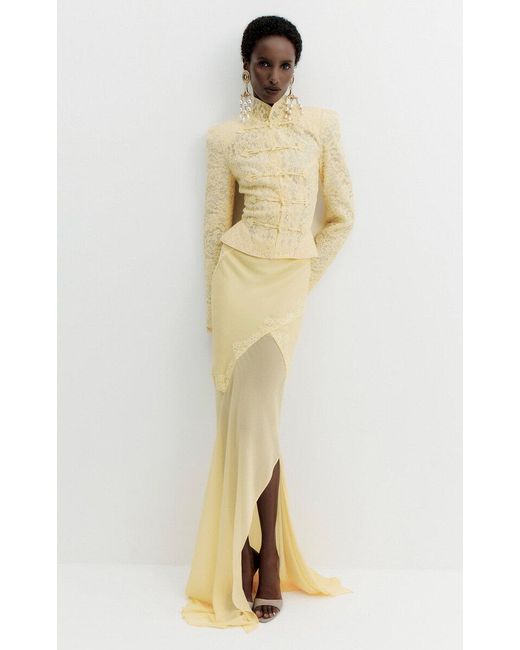 De La Vali Natural Bronzite Fishtail Maxi Skirt