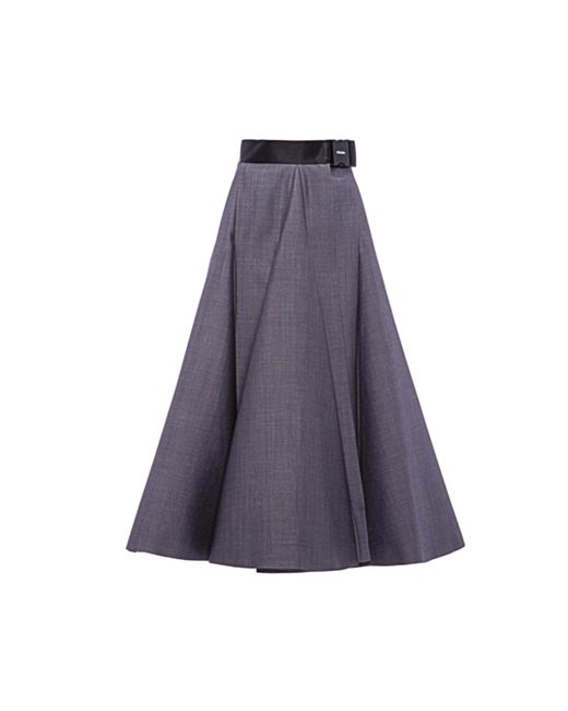 Prada Gray Belted Mohair-wool A-line Midi Skirt