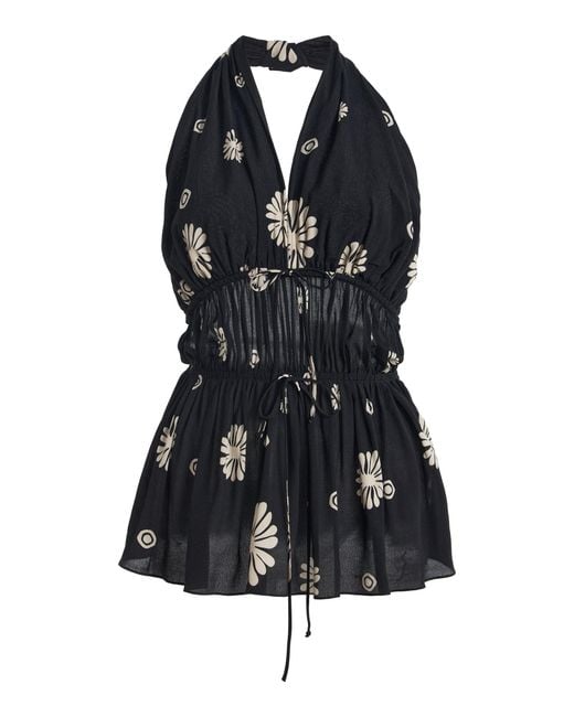 Cala De La Cruz Black Rosie Pleated Chiffon Top