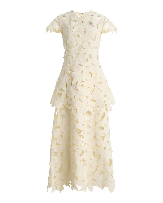 Jonathan Simkhai Natural Neve Embroidered Crepe Midi Dress
