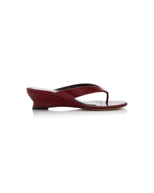 Le Monde Beryl Red Micro Wedge Leather Thong Sandals