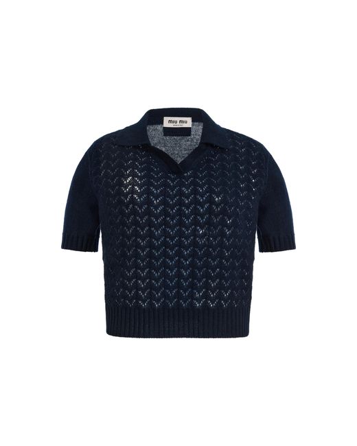 Miu Miu Blue Cashmere Polo Shirt