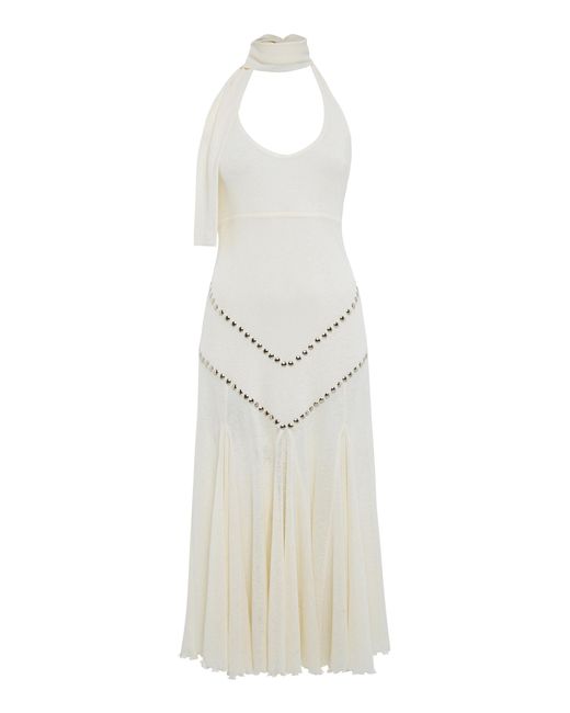 Siedres White Raye Studded Halter Midi Dress