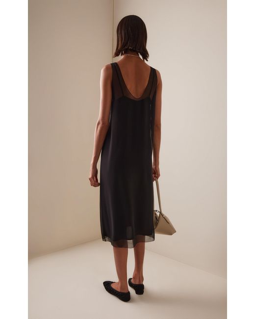 Totême  Black Silk Chiffon Slip Dress