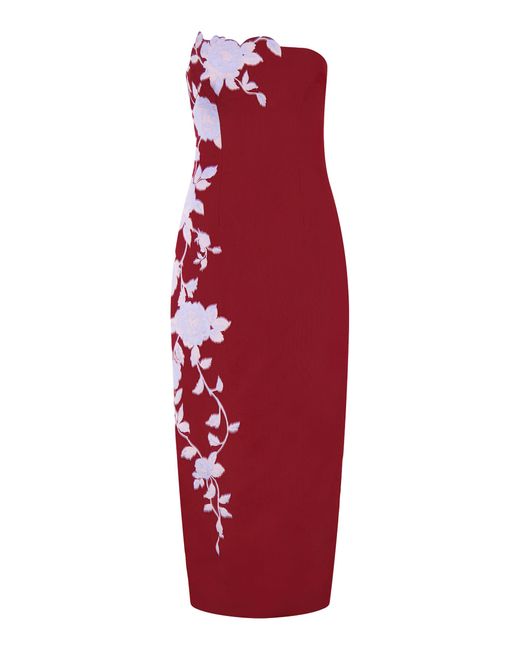 Lela Rose Red Rose Fil Coupé Strapless Dress