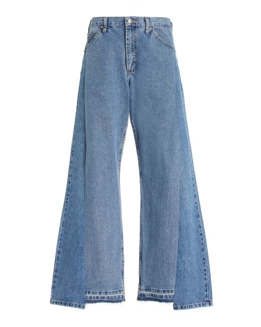 E.L.V. Denim Blue Freya Rigid Low-rise Wide-leg Jeans