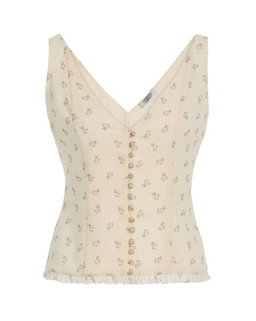 Mirror Palais Natural Print Silk Top