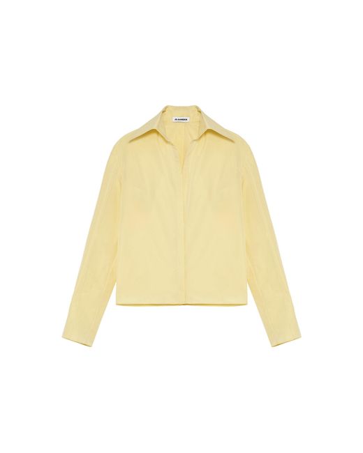 Jil Sander Yellow Silk-Blend Point-Collar Shirt