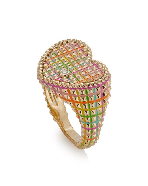 Yvonne Léon Multicolor Rainbow Picotti 9k Yellow Gold Diamond Ring