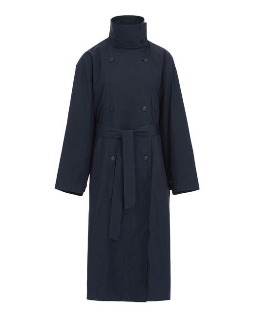 Source Unknown Blue Helga Double Layer Cotton-Blend Trench Coat