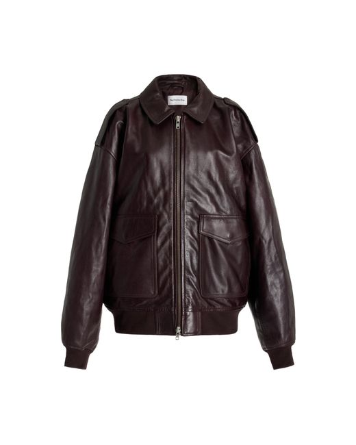 Frankie Shop Brown Viper Leather Jacket