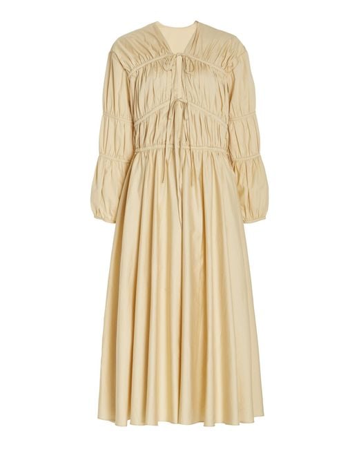 TOVE Natural Lina Cotton Midi Dress
