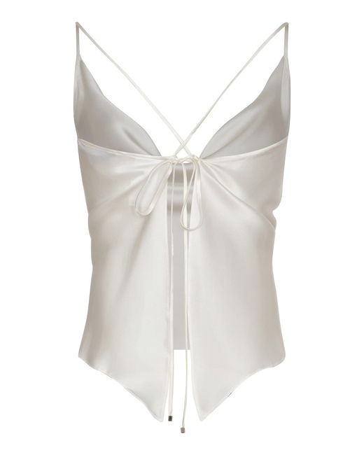 ANDRES OTALORA White Ecos De Luna Draped Satin Charmeuse Top