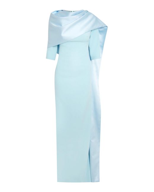 Safiyaa Blue Cosette Cape Detail Gown