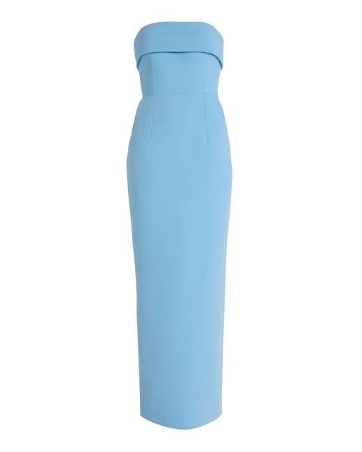 The New Arrivals Ilkyaz Ozel Blue Exclusive Rhea Satin Maxi Dress