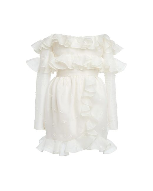 Giambattista Valli Ruffled Embroidered Organza Off-the-shoulder Mini ...