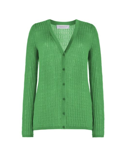 Gabriela Hearst Green Emma Pointelle-knit Cashmere-silk Cardigan