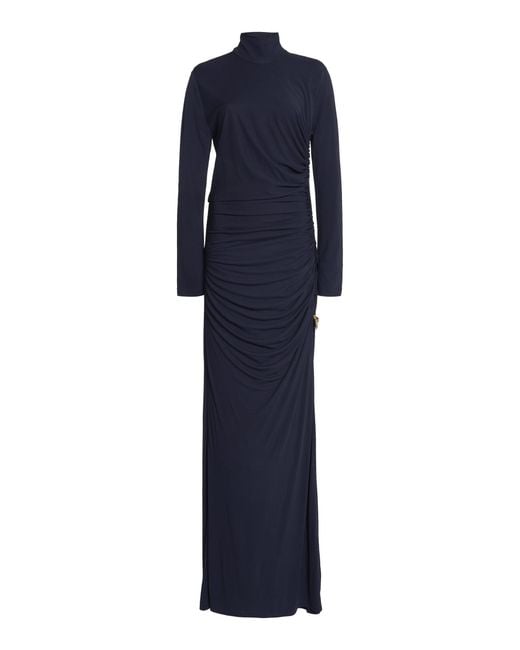 Bottega Veneta Blue Knot-Detailed Crepe-Jersey Maxi Dress