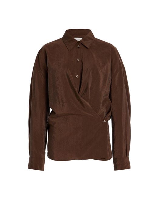 Lemaire Brown Twisted Silk-bend Top