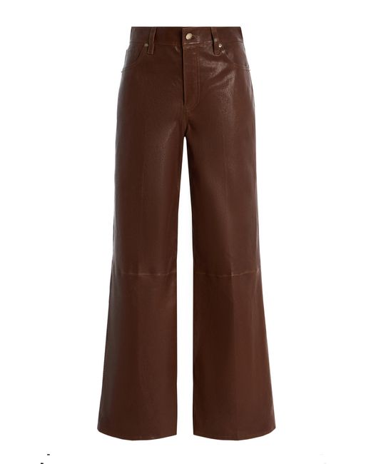 FRAME Brown Le Slim Palazzo Leather Jeans
