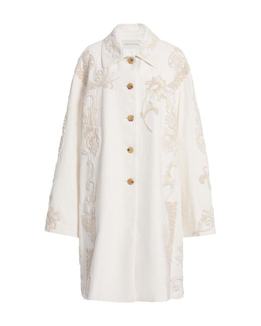 Dries Van Noten White Rondero Embroidered Cotton-Canvas Coat