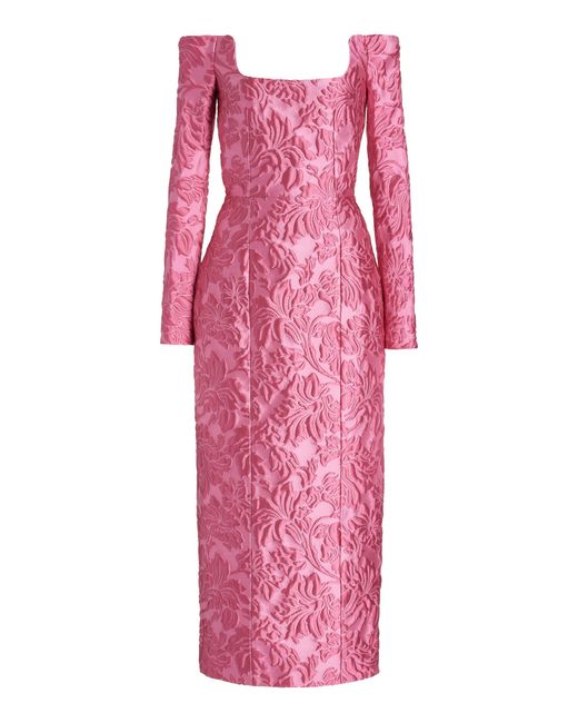 Emilia Wickstead Pink Birch Off-the-shoulder Jacquard Midi Dress