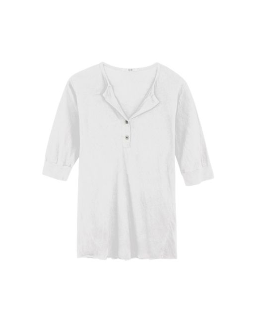 All Three White Gaia Tissue Cotton Henley