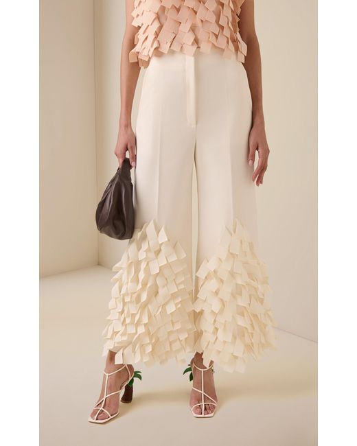 A.W.A.K.E. MODE White Appliquéd Crepe Wide-Leg Culottes