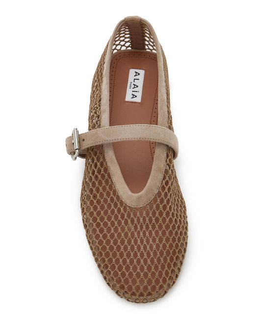 Alaïa Natural Fishnet Ballet Flats