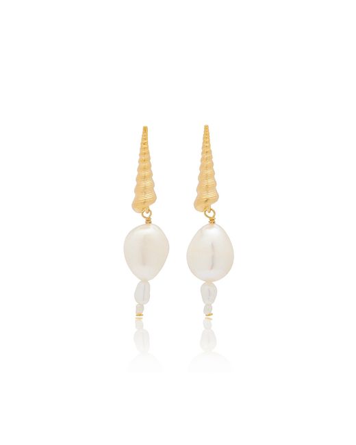 Anni Lu White Turret Shell 18k Gold-plated Sterling Silver Baroque Pearl Earrings