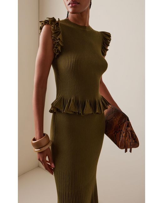 Ulla Johnson Green Leila Textured Knit Top