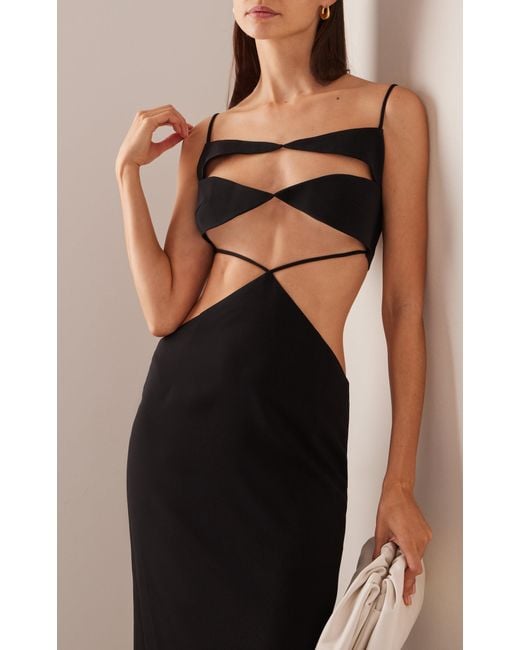 Monot Spliced-bodice Cutout Maxi Dress in Black | Lyst