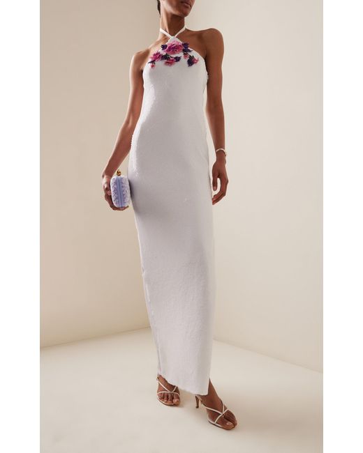 Rodarte White Bead-embellished Sequined Maxi Dress