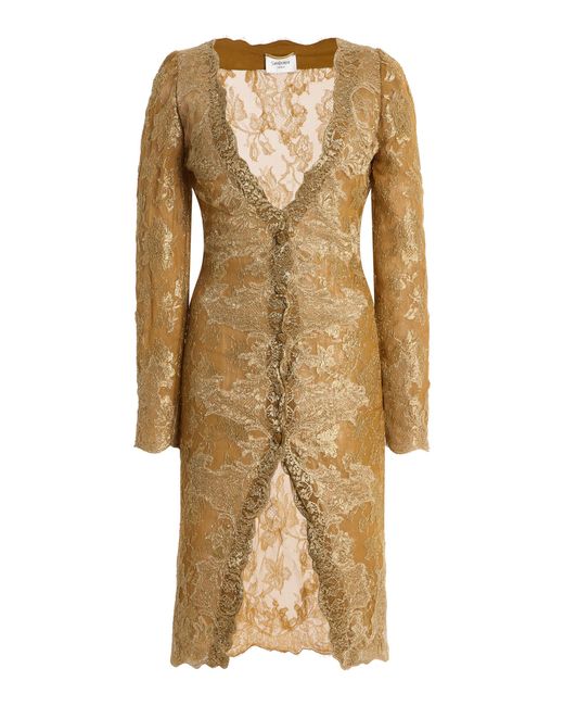 Saint Laurent Natural Lace Mini Dress
