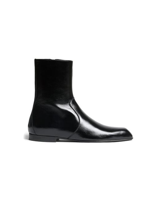 Khaite Black Colt Leather Ankle Boots