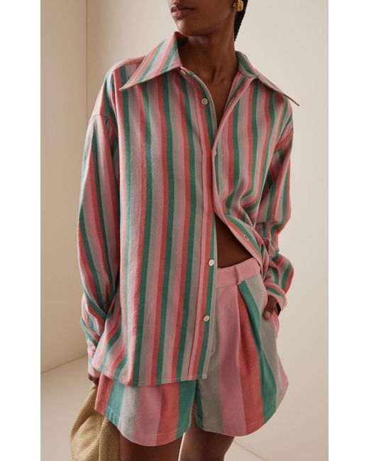 Marrakshi Life Pink Exclusive Riviera Striped Cotton Shirt