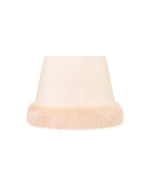 LoveShackFancy Natural Lolisse Faux Fur Wool Mini Skirt