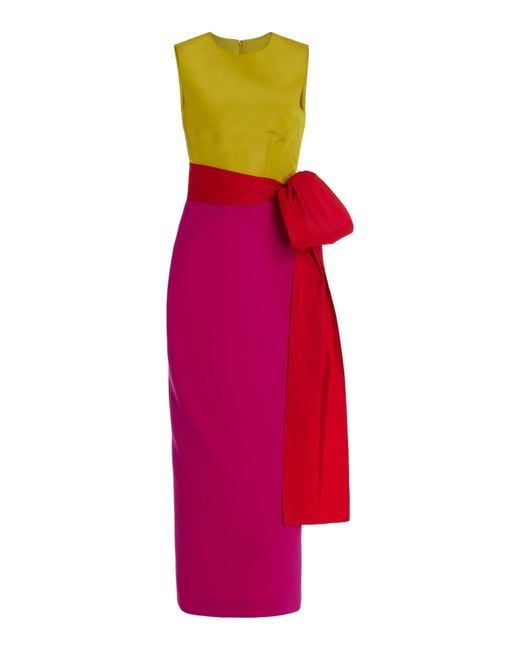 Carolina Herrera Red Ribbon-detailed Midi Dress