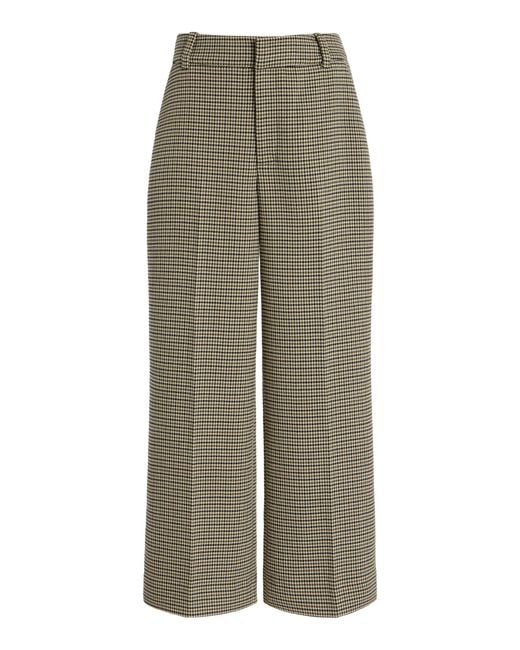 FAVORITE DAUGHTER Green Cropped Houndstooth Fiona Trousers