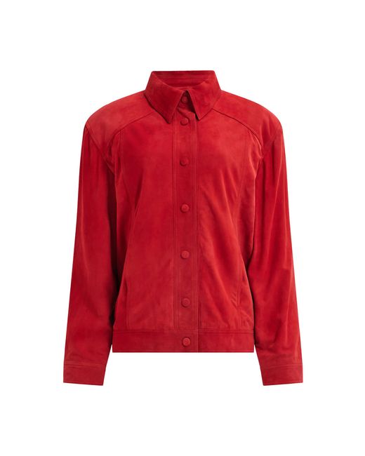 Aje. Red Varleta Suede Leather Jacket