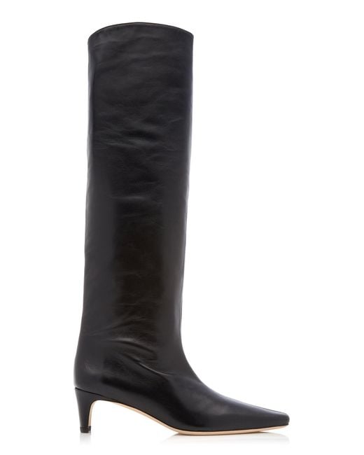 Staud Black Wally Tall Leather Boots
