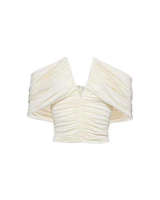Magda Butrym White Ruched Off-the-shoulder Top
