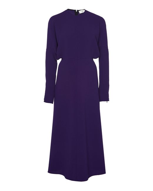 Victoria Beckham Purple Long Sleeve Dolman Midi Dress