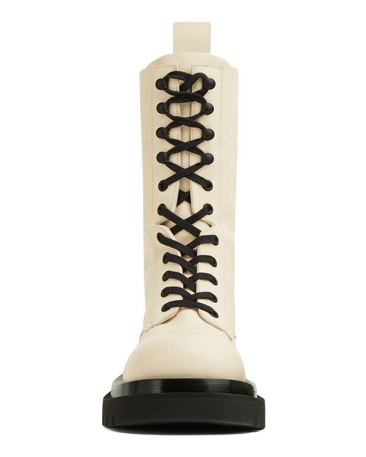 Bottega Veneta White Lug Lace-up Boot Military Calf