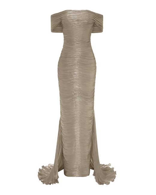 Marmar Halim Natural Hand-Pleated Silk Gown